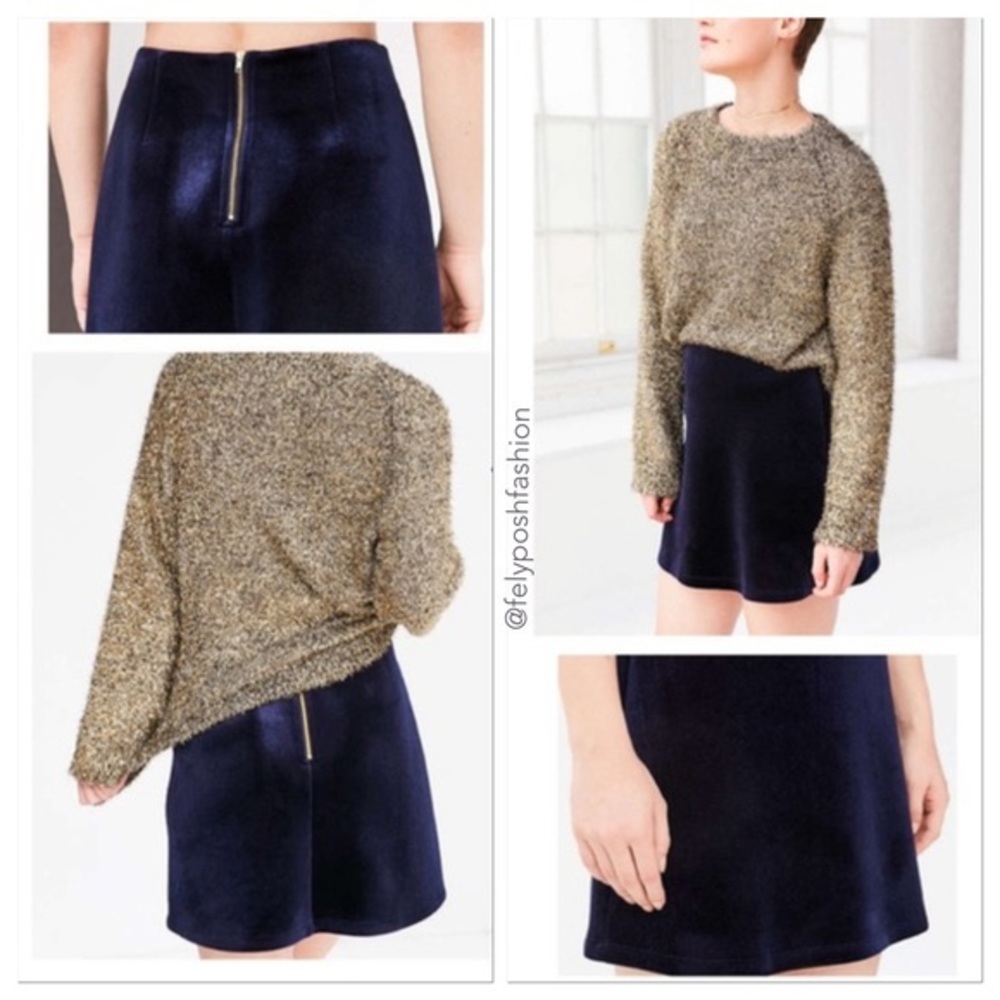 Urban Outfitters Navy Blue Velvet Skirt